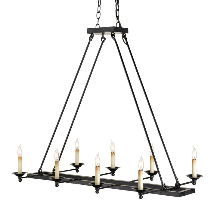Currey and Company 9816 Eight Light Chandelier, Satin Black