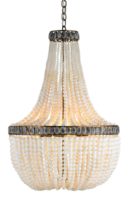 Currey and Company 9970 Three Light Chandelier, Pyrite Bronze/Cream/Gray