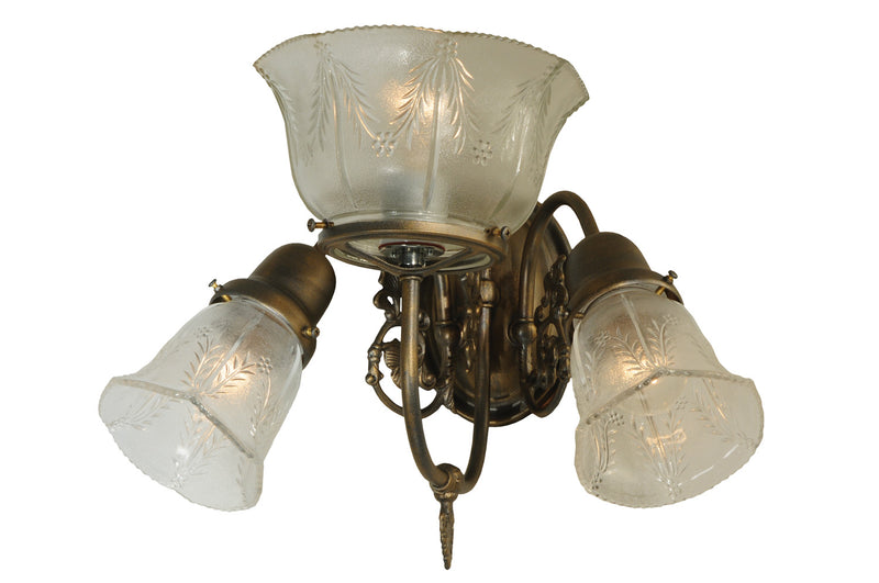 Meyda Tiffany 128581 Three Light Wall Sconce, Antique Brass