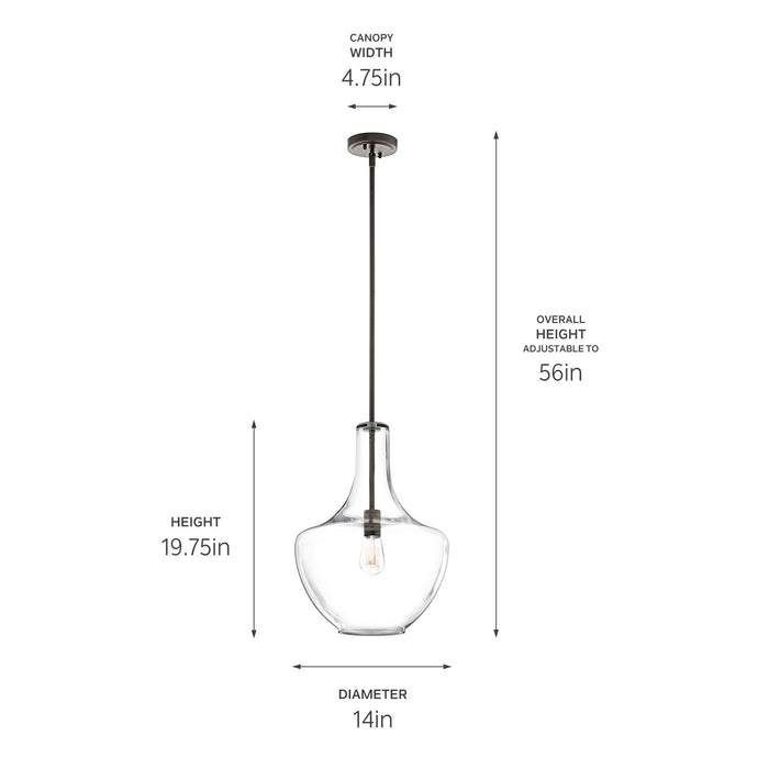 Kichler 42046OZ One Light Pendant, Olde Bronze