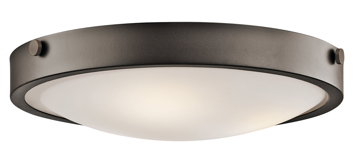 Kichler 42275OZ Three Light Flush Mount, Olde Bronze