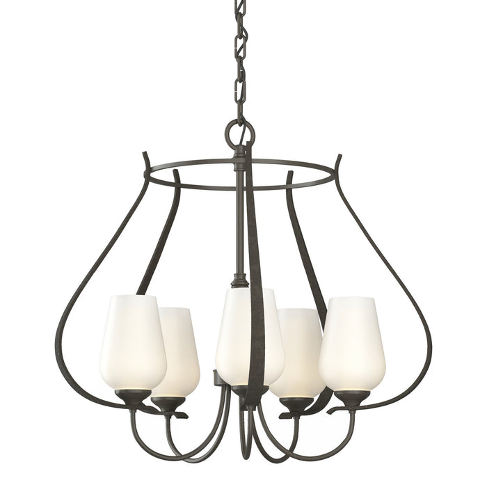 Hubbardton Forge 103045-SKT-07-GG0303 Five Light Chandelier, Dark Smoke