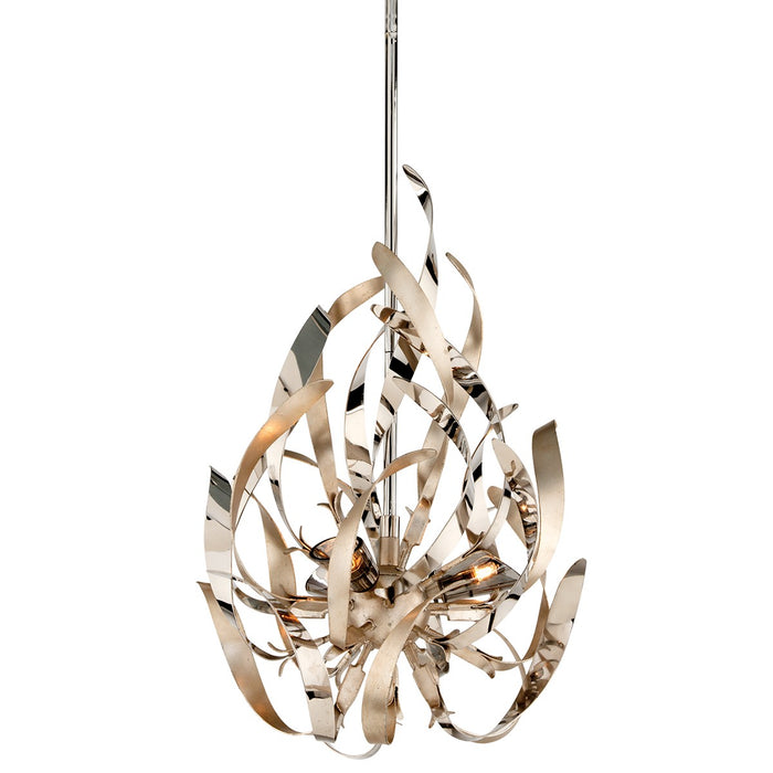 Corbett Lighting 154-43-SL/SS Three Light Pendant, Silver Leaf Polished Stainless