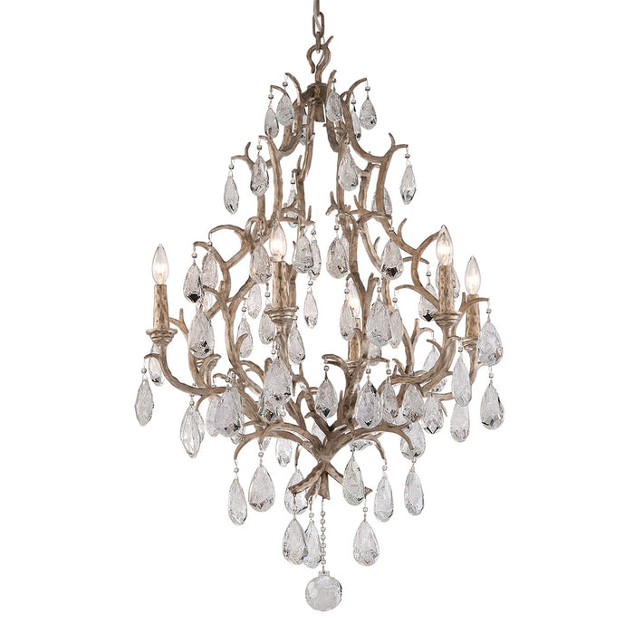 Corbett Lighting 163-06-SGL Six Light Chandelier, Stria Gold Leaf