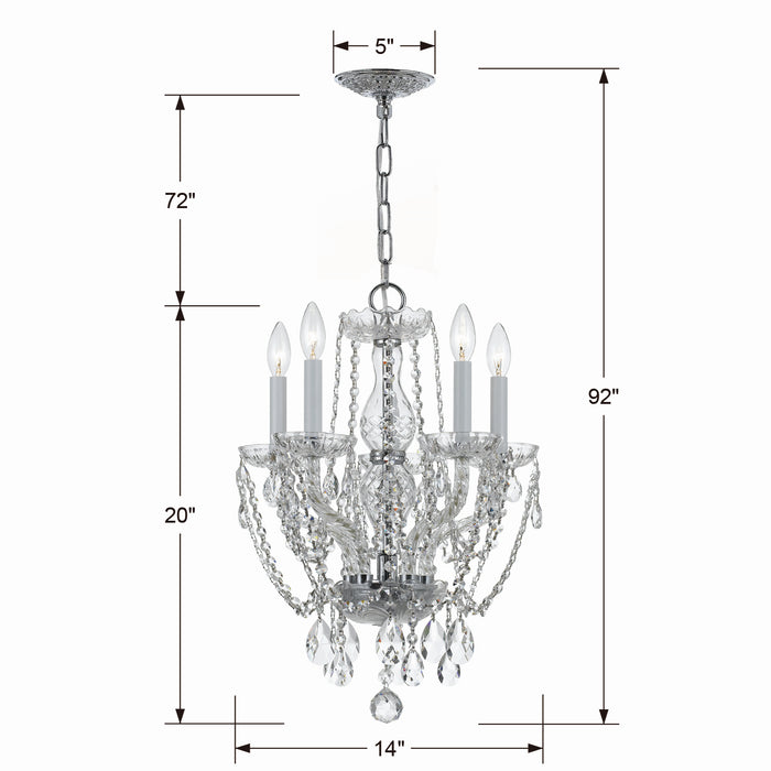 Crystorama 1129-CH-CL-S Five Light Mini Chandelier, Polished Chrome