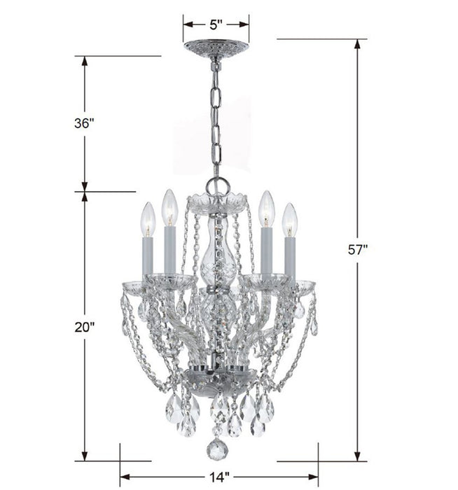 Crystorama 1129-CH-CL-SAQ Five Light Mini Chandelier, Polished Chrome