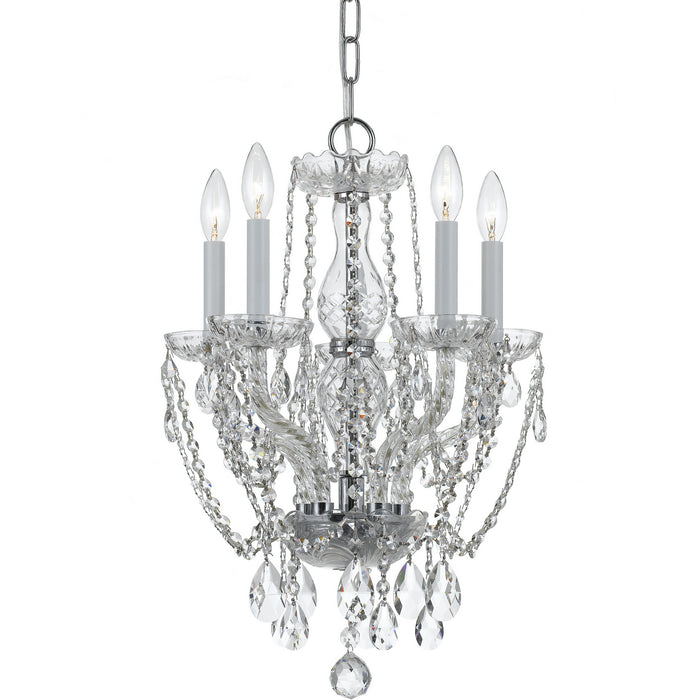 Crystorama 1129-CH-CL-SAQ Five Light Mini Chandelier, Polished Chrome