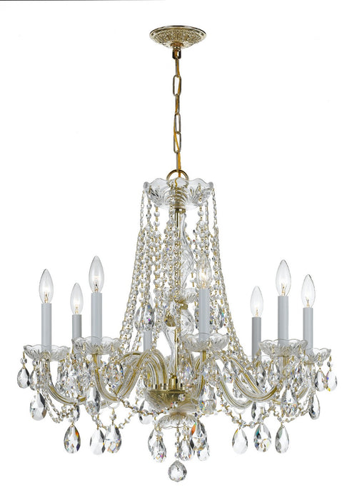Crystorama 1138-PB-CL-S Eight Light Chandelier, Polished Brass
