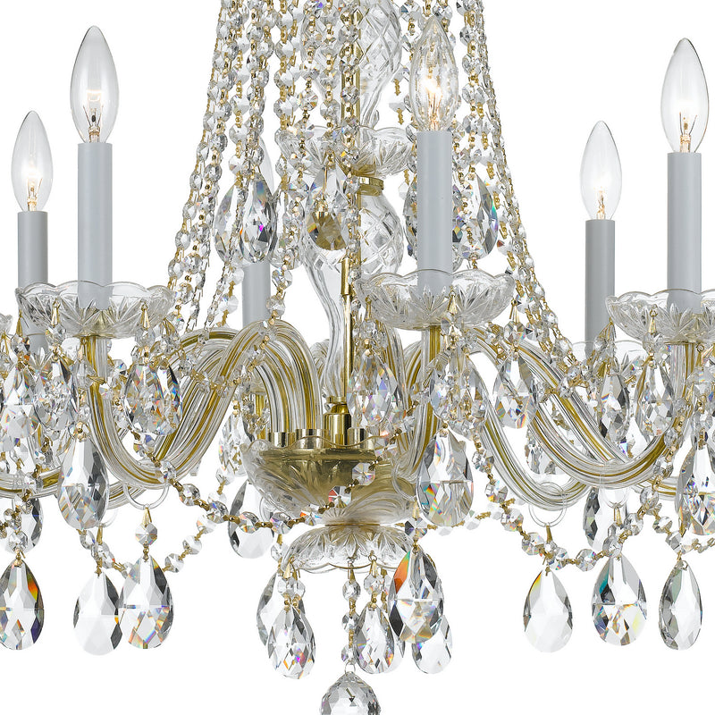 Crystorama 1138-PB-CL-SAQ Eight Light Chandelier, Polished Brass