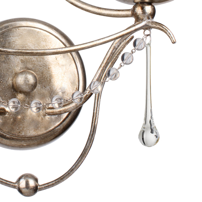 Crystorama 422-SA Two Light Wall Sconce, Antique Silver