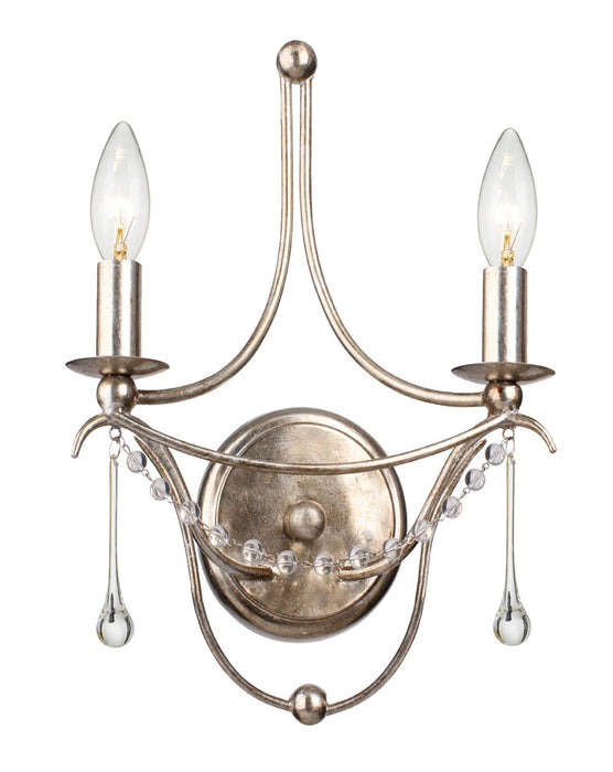 Crystorama 422-SA Two Light Wall Sconce, Antique Silver