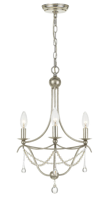 Crystorama 423-SA Three Light Mini Chandelier, Antique Silver