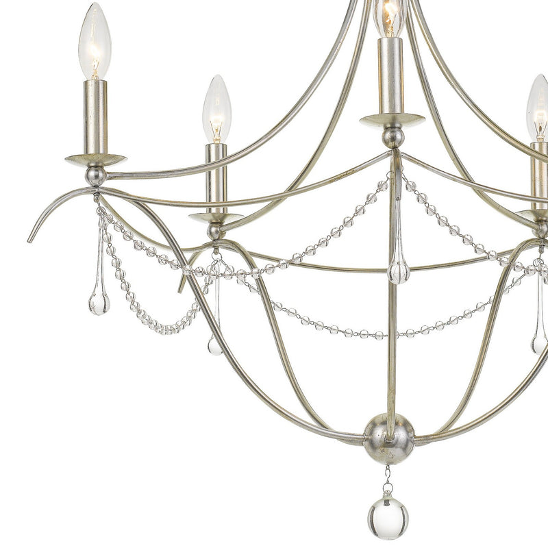 Crystorama 425-SA Five Light Chandelier, Antique Silver