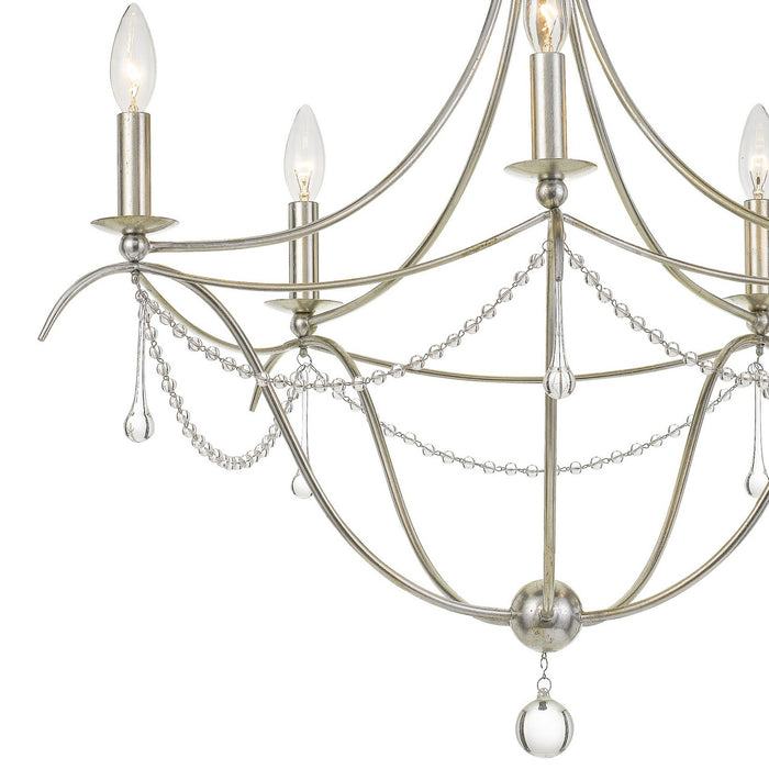 Crystorama 425-SA Five Light Chandelier, Antique Silver