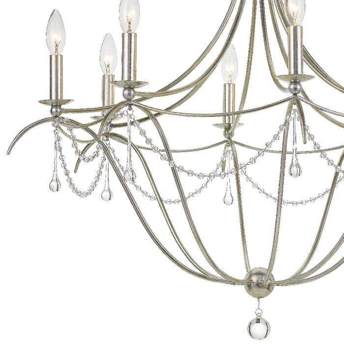 Crystorama 428-SA Eight Light Chandelier, Antique Silver