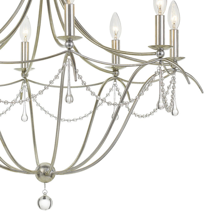 Crystorama 428-SA Eight Light Chandelier, Antique Silver