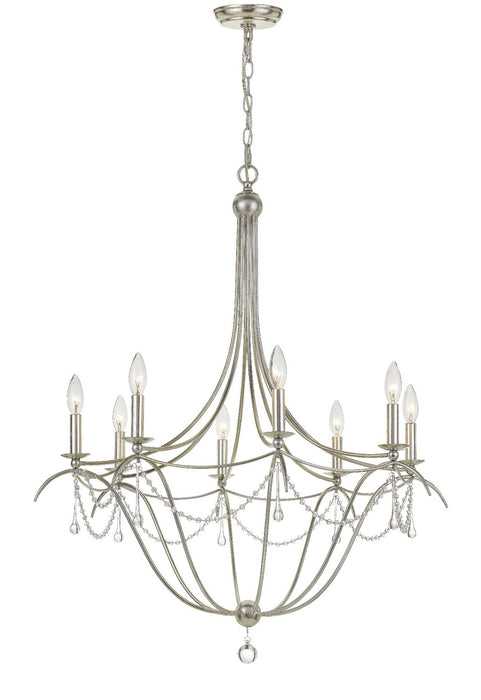 Crystorama 428-SA Eight Light Chandelier, Antique Silver