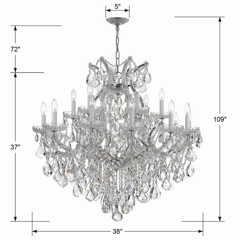 Crystorama 4418-CH-CL-SAQ 19 Light Chandelier, Polished Chrome