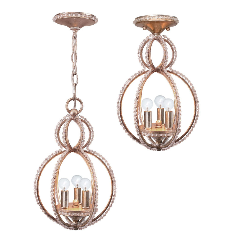 Crystorama 6760-DT Three Light Mini Chandelier, Distressed Twilight