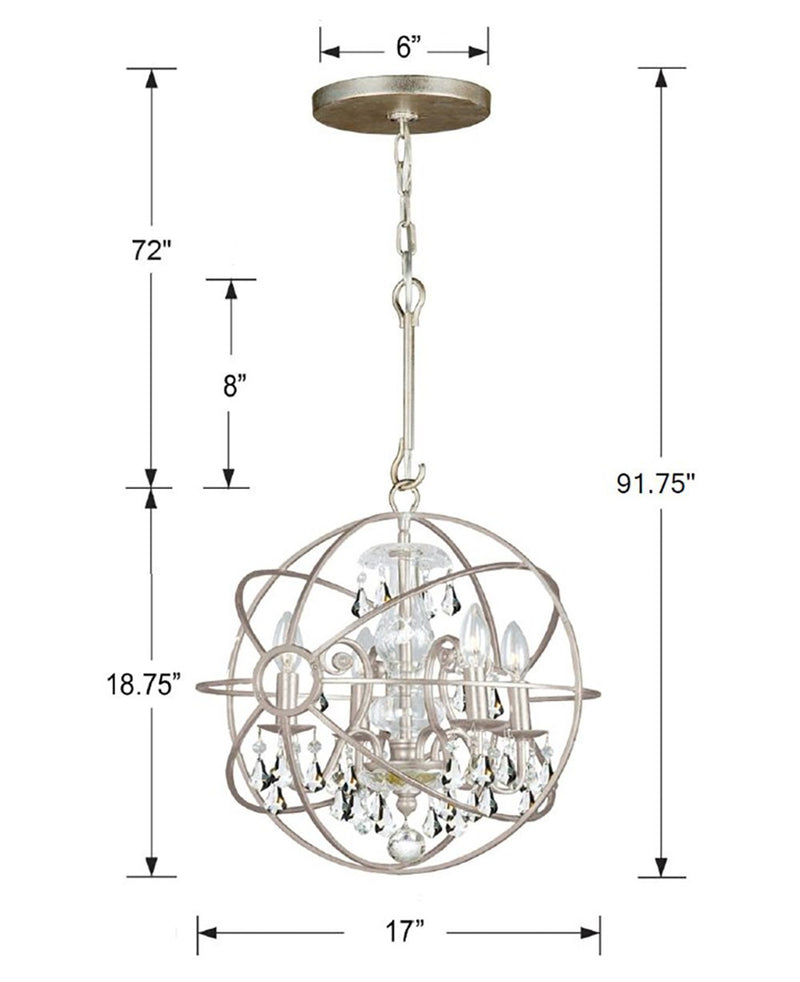 Crystorama 9025-OS-CL-MWP Four Light Mini Chandelier, Olde Silver