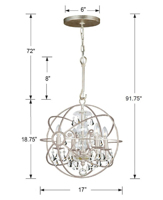 Crystorama 9025-OS-CL-MWP Four Light Mini Chandelier, Olde Silver