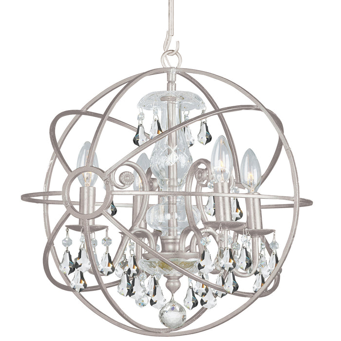 Crystorama 9025-OS-CL-MWP Four Light Mini Chandelier, Olde Silver