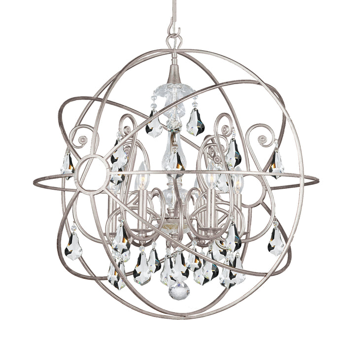 Crystorama 9026-OS-CL-MWP Five Light Chandelier, Olde Silver