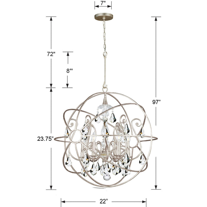Crystorama 9026-OS-CL-MWP Five Light Chandelier, Olde Silver