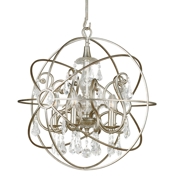 Crystorama 9026-OS-CL-MWP Five Light Chandelier, Olde Silver