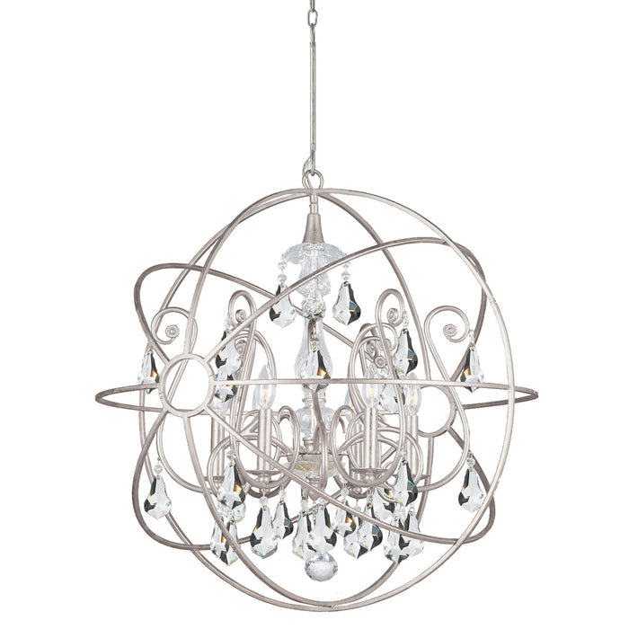 Crystorama 9028-OS-CL-MWP Six Light Chandelier, Olde Silver