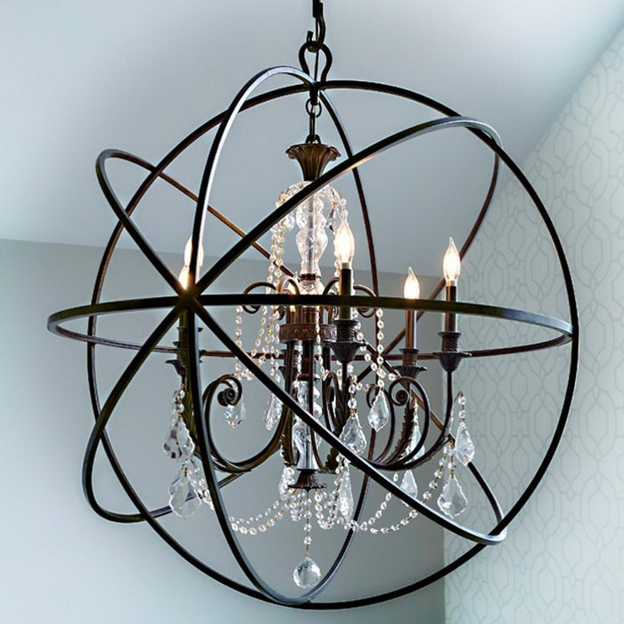 Crystorama 9219-EB-CL-MWP Six Light Chandelier, English Bronze