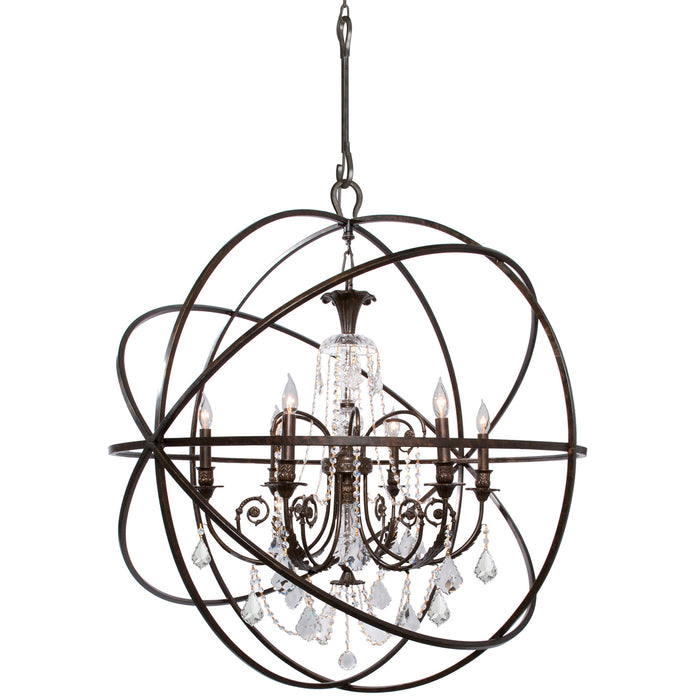 Crystorama 9219-EB-CL-MWP Six Light Chandelier, English Bronze