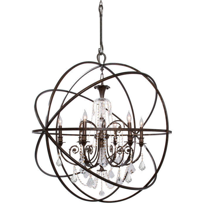 Crystorama 9219-EB-CL-S Six Light Chandelier, English Bronze