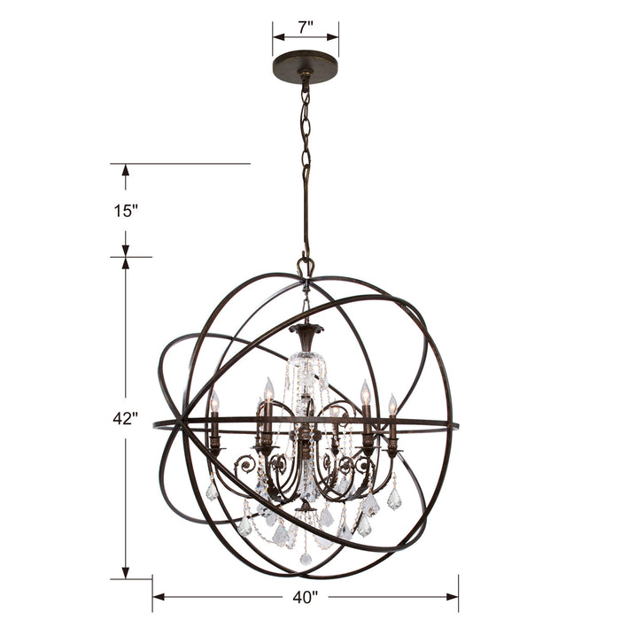 Crystorama 9219-EB-CL-SAQ Six Light Chandelier, English Bronze