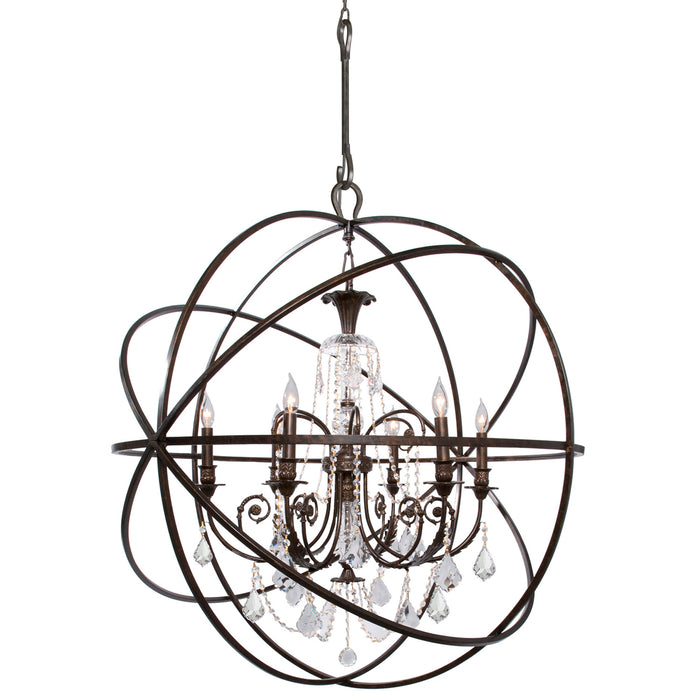 Crystorama 9219-EB-CL-SAQ Six Light Chandelier, English Bronze