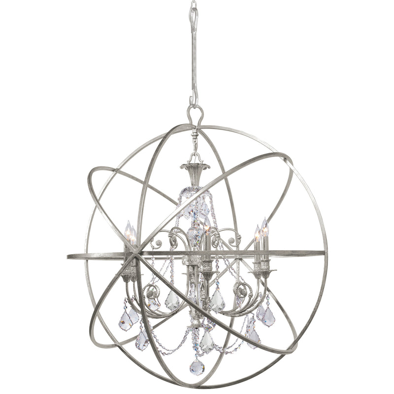 Crystorama 9219-OS-CL-MWP Six Light Chandelier, Olde Silver