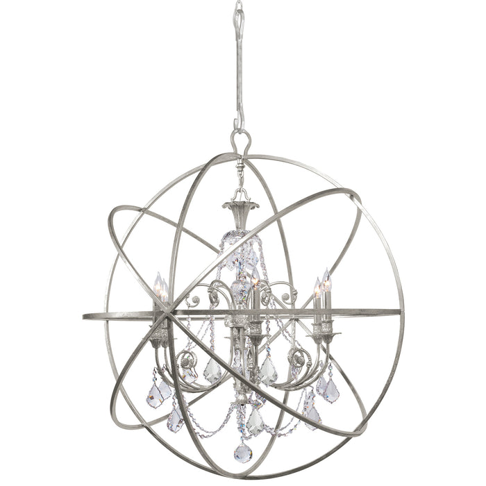 Crystorama 9219-OS-CL-MWP Six Light Chandelier, Olde Silver