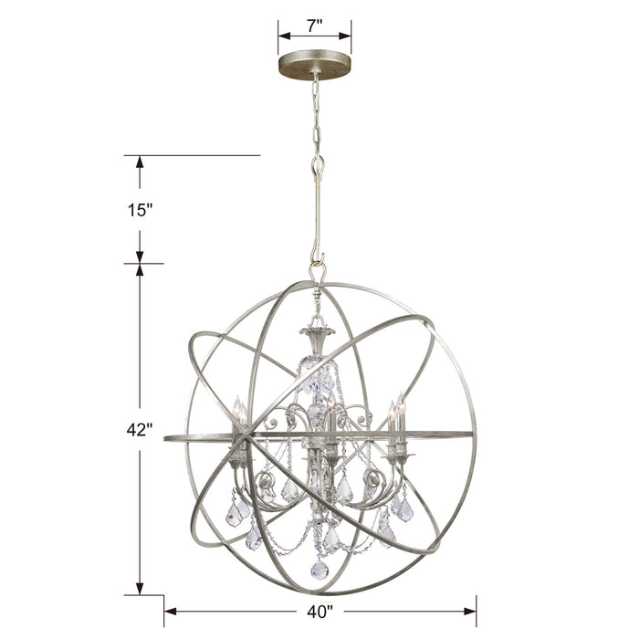 Crystorama 9219-OS-CL-S Six Light Chandelier, Olde Silver
