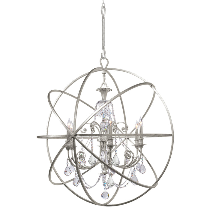 Crystorama 9219-OS-CL-S Six Light Chandelier, Olde Silver