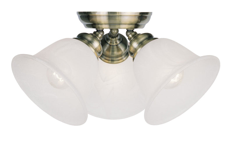 Livex Lighting 1358-01 Three Light Ceiling Mount, Antique Brass