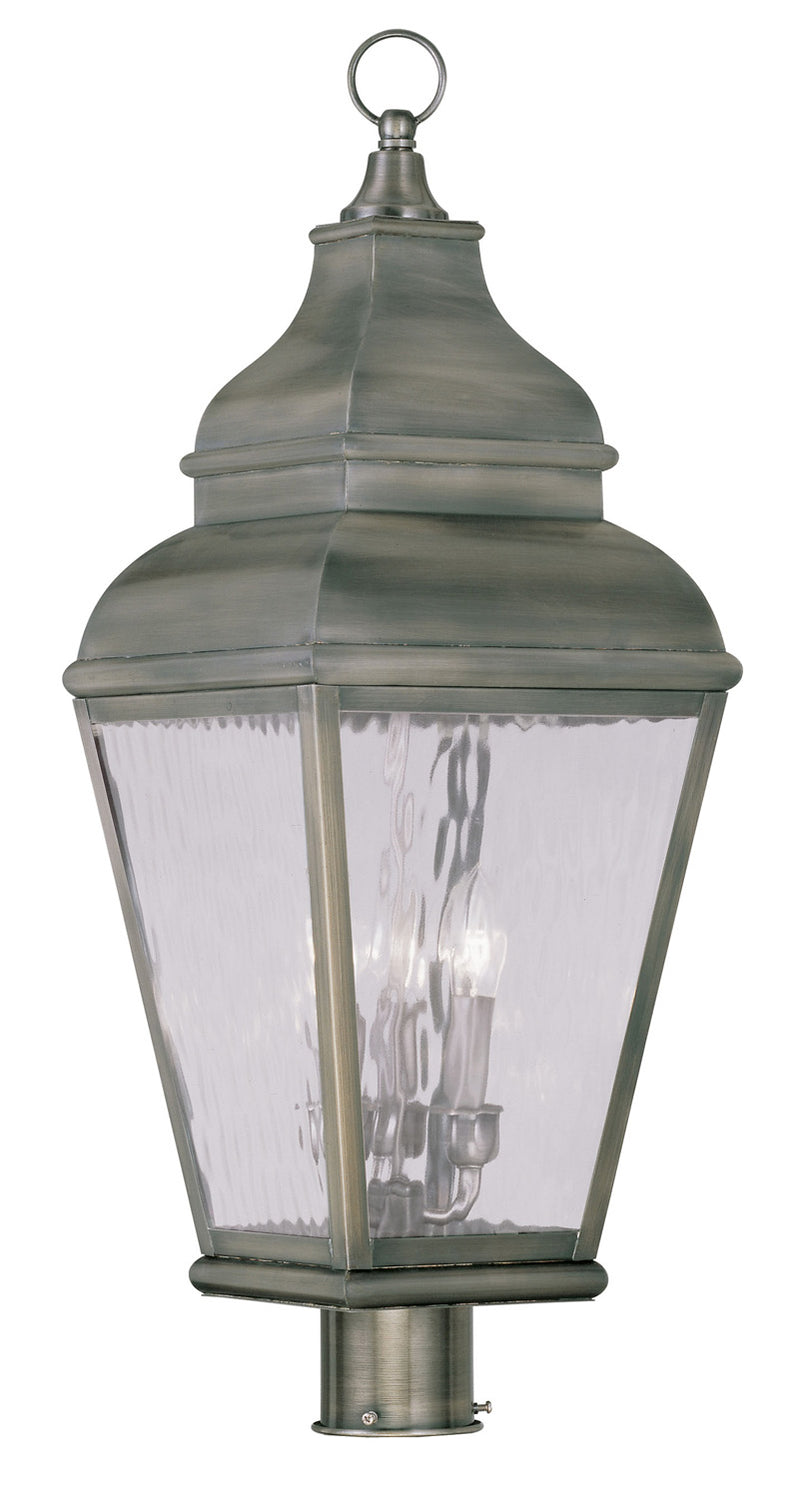 Livex Lighting 2606-29 Three Light Post-Top Lanterm, Vintage Pewter
