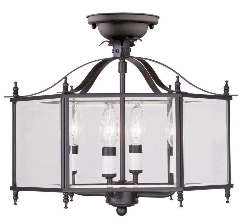 Livex Lighting 4398-07 Four Light Pendant/Ceiling Mount, Bronze