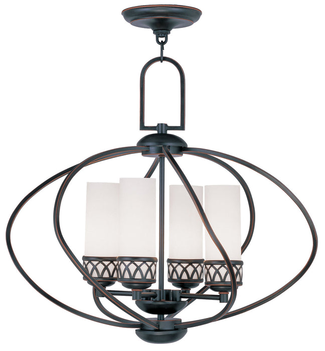 Livex Lighting 4724-67 Four Light Chandelier, Hand Applied Olde Bronze