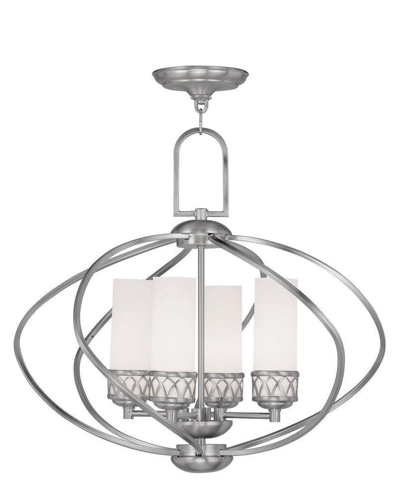 Livex Lighting 4724-91 Four Light Chandelier, Brushed Nickel
