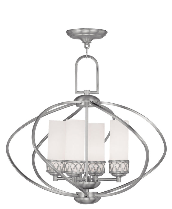 Livex Lighting 4724-91 Four Light Chandelier, Brushed Nickel