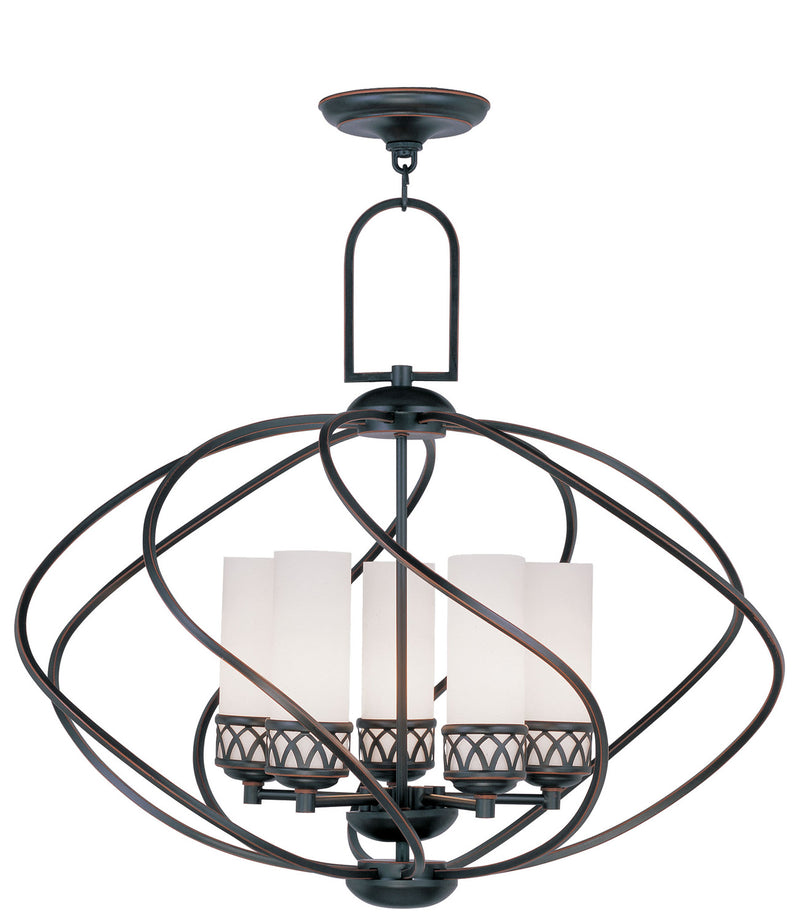 Livex Lighting 4725-67 Five Light Chandelier, Hand Applied Olde Bronze