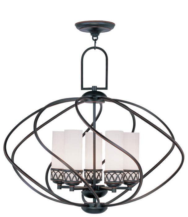Livex Lighting 4725-67 Five Light Chandelier, Hand Applied Olde Bronze