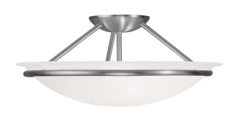 Livex Lighting 4824-91 Three Light Ceiling Mount, Brushed Nickel