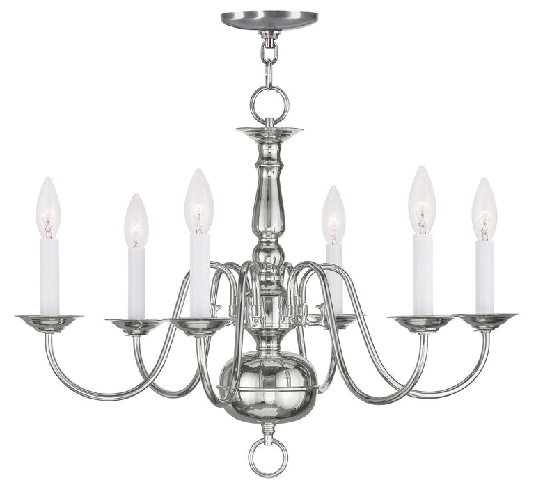 Livex Lighting 5006-35 Six Light Chandelier, Polished Nickel
