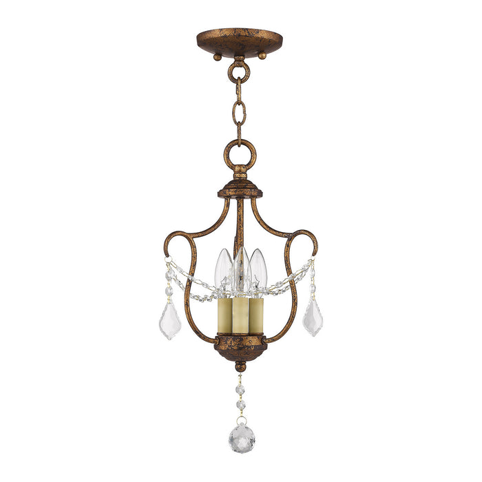 Livex Lighting 6420-71 Three Light Mini Pendant/Ceiling Mount, Hand Applied Venetian Golden Bronze